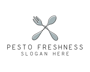 Spoon Fork Food Utensil logo design