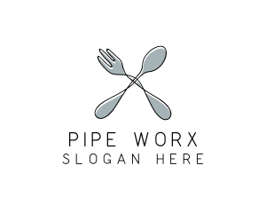 Spoon Fork Food Utensil logo design