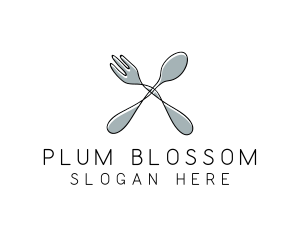 Spoon Fork Food Utensil logo design