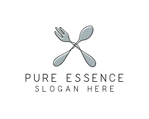 Spoon Fork Food Utensil logo design