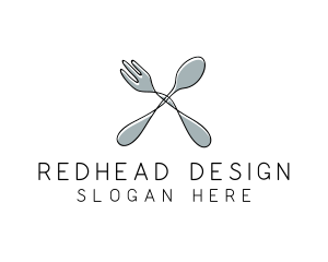 Spoon Fork Food Utensil logo design