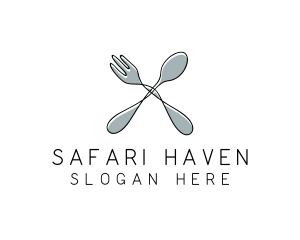 Spoon Fork Food Utensil logo design