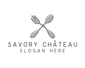 Spoon Fork Food Utensil logo design