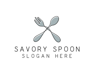 Spoon Fork Food Utensil logo design