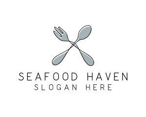 Spoon Fork Food Utensil logo design