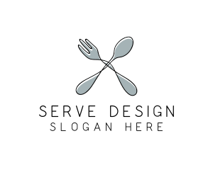 Spoon Fork Food Utensil logo design