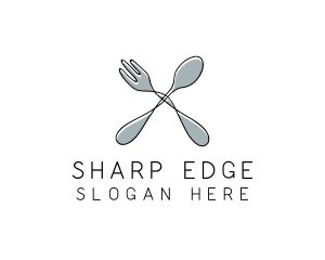 Spoon Fork Food Utensil logo design