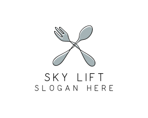 Spoon Fork Food Utensil logo design