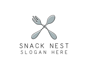 Spoon Fork Food Utensil logo design