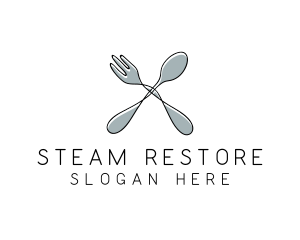 Spoon Fork Food Utensil logo design