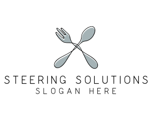 Spoon Fork Food Utensil logo design