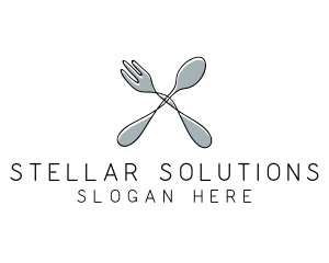 Spoon Fork Food Utensil logo design