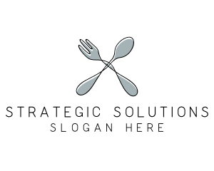 Spoon Fork Food Utensil logo design