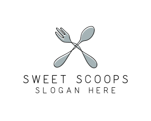 Spoon Fork Food Utensil logo design