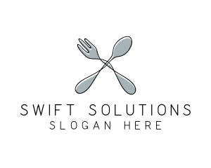 Spoon Fork Food Utensil logo design