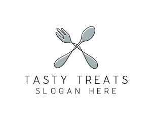 Spoon Fork Food Utensil logo design