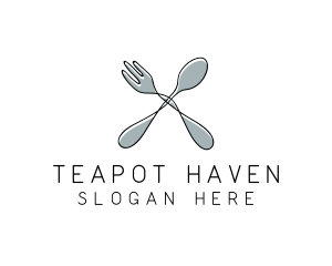 Spoon Fork Food Utensil logo design