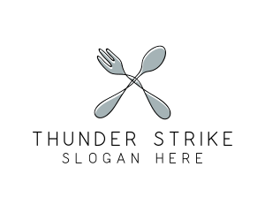 Spoon Fork Food Utensil logo design