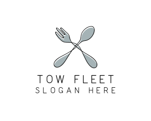 Spoon Fork Food Utensil logo design