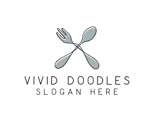 Spoon Fork Food Utensil logo design