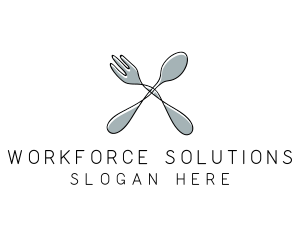 Spoon Fork Food Utensil logo design