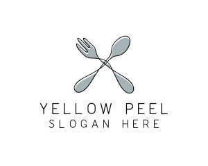 Spoon Fork Food Utensil logo design