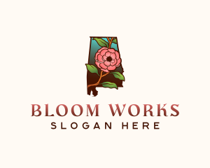 Alabama Camellia Flower logo design