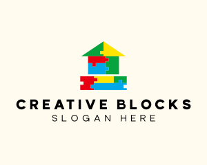 Preschool Block House logo design