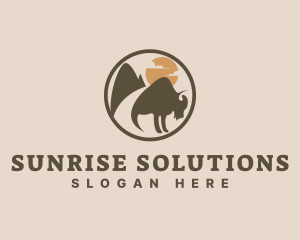 Mountain Bison Sunrise logo design