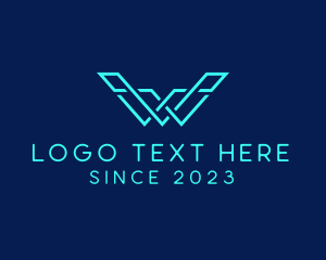 Futuristic Tech Letter W logo
