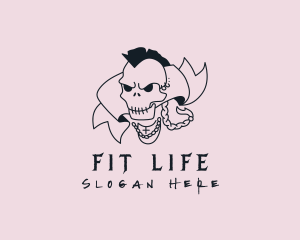 Hip Hop Mohawk Skull Logo