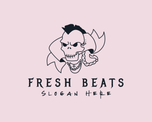 Hip Hop Mohawk Skull logo