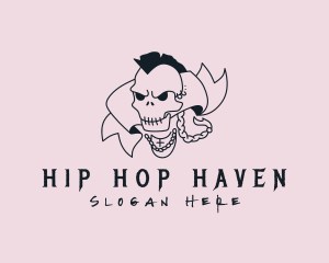 Hip Hop Mohawk Skull logo design