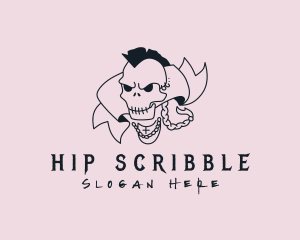 Hip Hop Mohawk Skull logo design