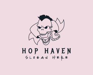 Hip Hop Mohawk Skull logo design