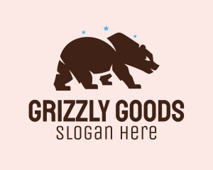 Brown Grizzly Bear  logo design