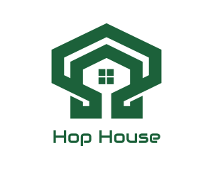 Green Hexagon Shell House logo design