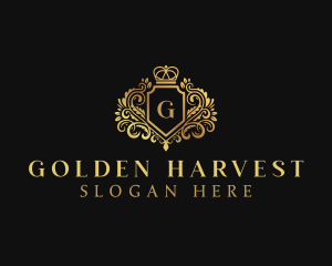 Golden Royal Decorative Crown logo design