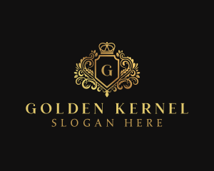 Golden Royal Decorative Crown logo design