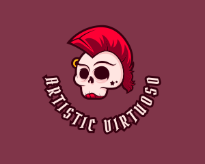 Mohawk Punk Rock Skull logo design