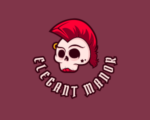 Mohawk Punk Rock Skull logo design