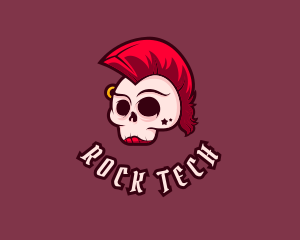 Mohawk Punk Rock Skull logo design