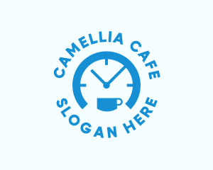 Blue Cafe Clock  logo design