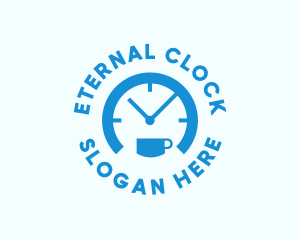 Blue Cafe Clock  logo design