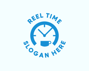 Blue Cafe Clock  logo design