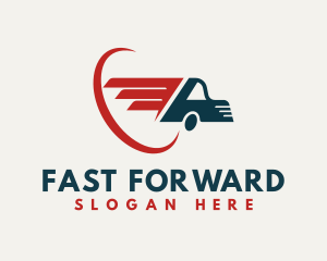 Fast Courier Transport Truck logo design