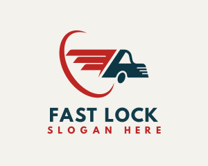 Fast Courier Transport Truck logo design