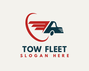 Fast Courier Transport Truck logo design