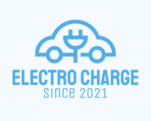 Blue Electric Car  logo design