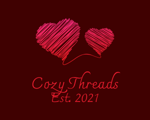 Red Scribble Hearts logo design